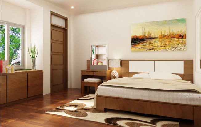 Tránh đặt gương đối diện giường là nguyên tắc tối quan trọng trong phong thủy phòng ngủ.